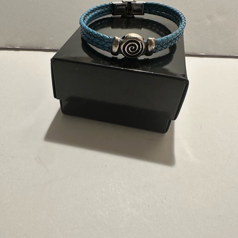 Blue Braided Bracelet with Irish Silver Spiral Charm